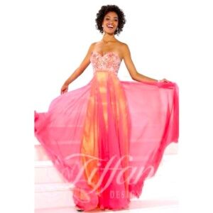 Tiffany Designs Sanibel Sunset Chiffon Gown Size 14